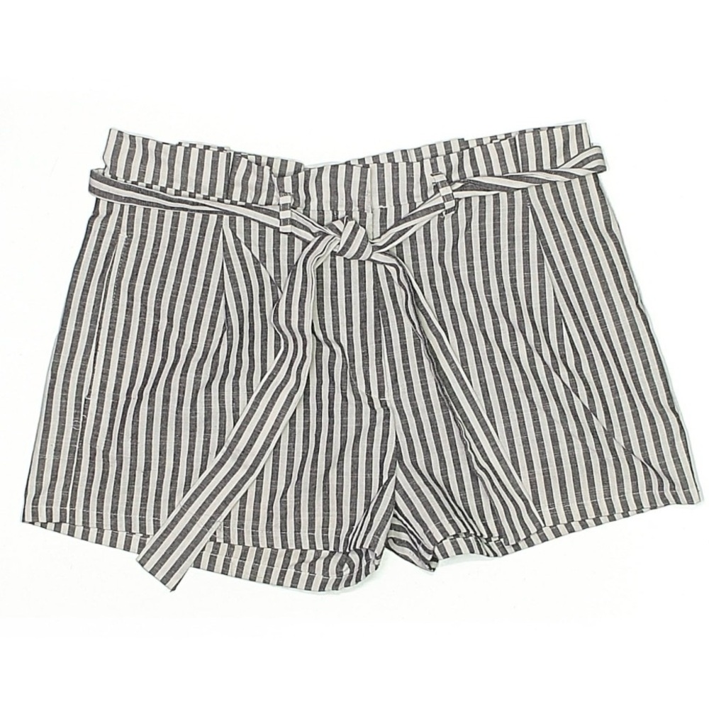 Love Tree Black & White Striped Tie-Waist High Waist Shorts